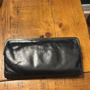 Black Leather HOBO Clutch Wallet